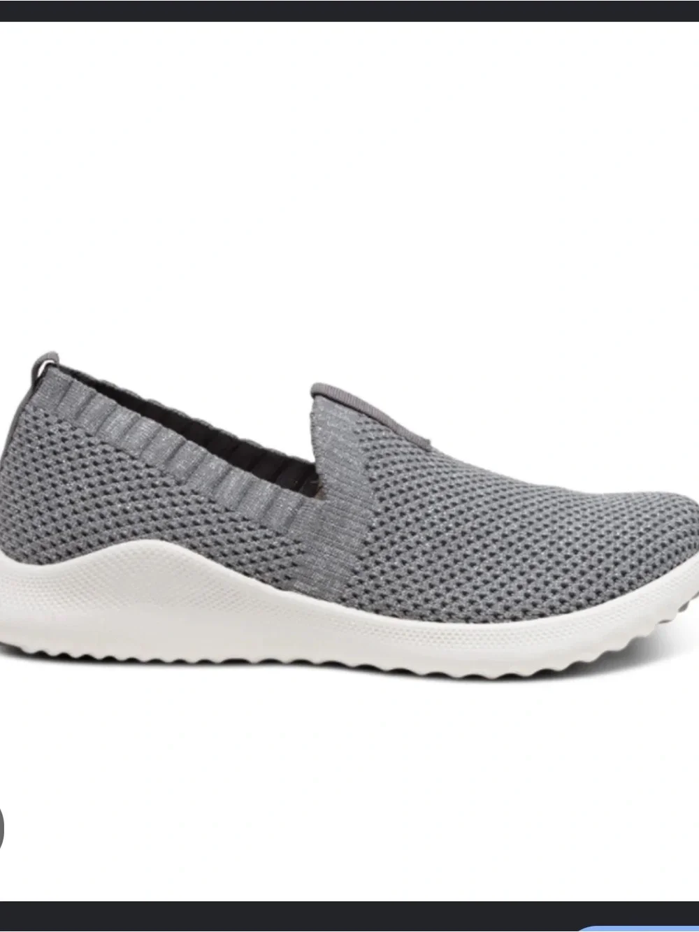 Aetrex Angie Slip On Sneakers Size 8.5 Grey sparkle arch support stretch knit